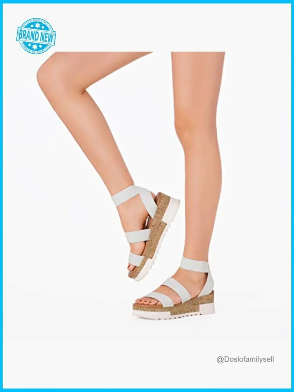 Open Toe Elastic Ankle Strap Casual Flatform Platform Wedges Sandals